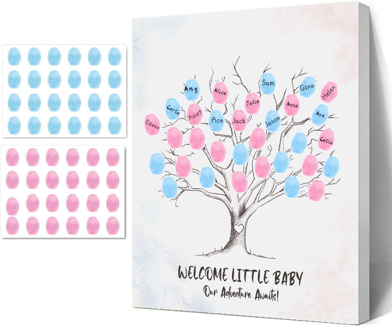 Baby Shower Guest Book, Gender Reveal Fingerprint Tree Sign, Baby Gender Reveal Ideas, Baby Reveal Party Decorations, Canvas Decor for Boy and Girl Baby Shower